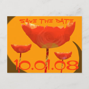 Oranje koraal papaver de datum opslaan aankondigingskaart