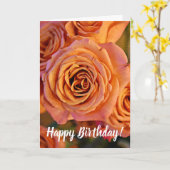 Oranje koraal Rozen Birthday Kaart (Gele Bloem)