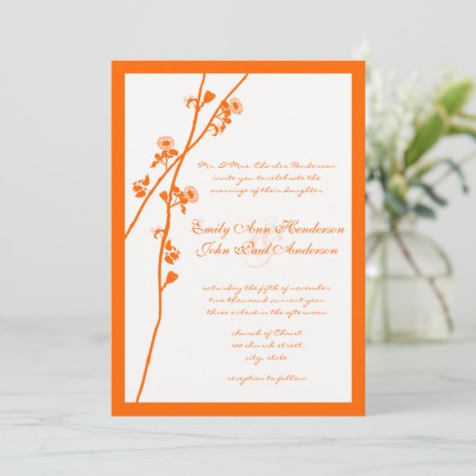 Oranje koraal - vertakking van wilde bloemen - uit kaart (Staand voorkant)