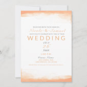 Oranje koraal Waterverf Modern Chic Wedding Kaart (Voorkant)
