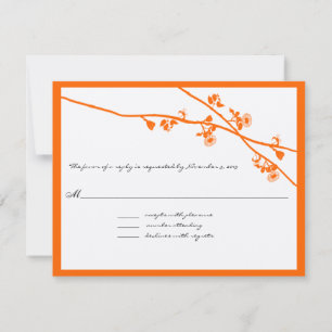 Oranje koraal wilde bloemtakken die RSVP wedden Kaartje