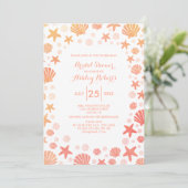 Oranje-koraal Zee Dingen Bridal Shower Kaart (Staand voorkant)