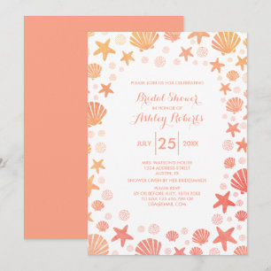 Oranje-koraal Zee Dingen Bridal Shower Kaart