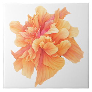 Oranje koraalbloem bloei botanische accentpatroon tegeltje