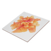 Oranje koraalbloem bloei botanische accentpatroon tegeltje (Zijkant)