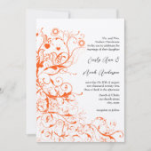Oranje koraalvogels en zwanen bruiloft kaart (Voorkant)