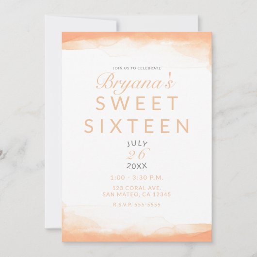 Oranje koraalWaterverf Moderne grafische kaart 16 (Voorkant)