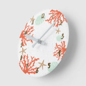 Oranje Koraalzee Schelpen & Zeester Whimsisch Ronde Klok (Hoek)