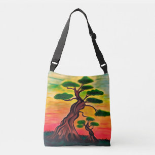 Oranje koraalzonsondergang crossbody tas