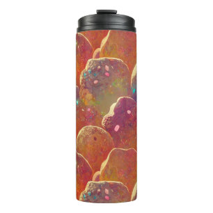 Oranje kosmische wolken die Patroon herhalen Thermosbeker