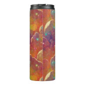 Oranje kosmische wolken die Patroon herhalen Thermosbeker (Achterkant)