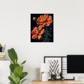 Oranje Kosmos Bloemen Art Print Poster (Thuiskantoor)