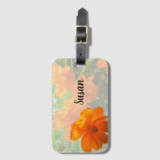 Oranje kosmos ventilator bagagelabel (Voorkant (verticaal))