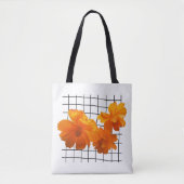 Oranje kosmos ventilator op zwart raster op wit tote bag (Voorkant)