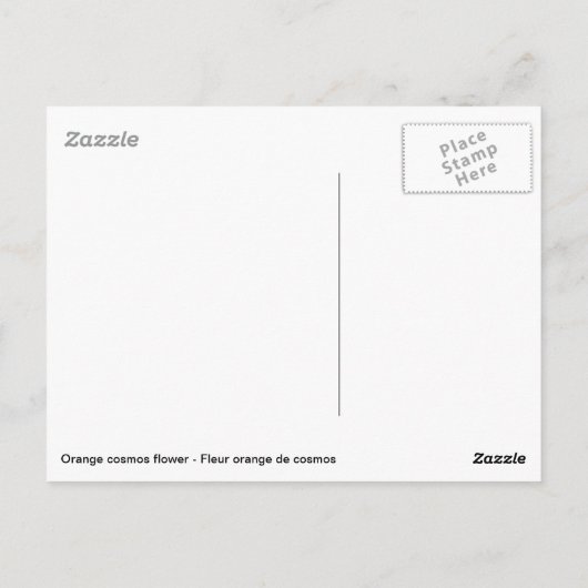 Oranje kosmosbloem briefkaart (Achterkant)