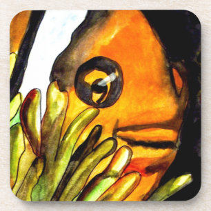 Oranje Koud waterverf originele kunstschilderij Drankjes Onderzetter