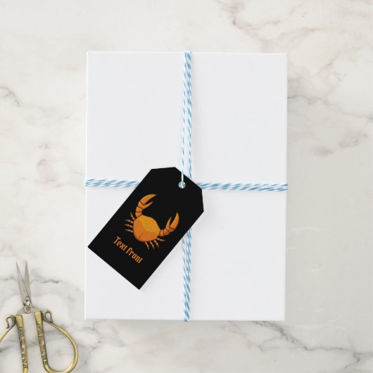 Oranje krab cadeaulabel (Met Touw)