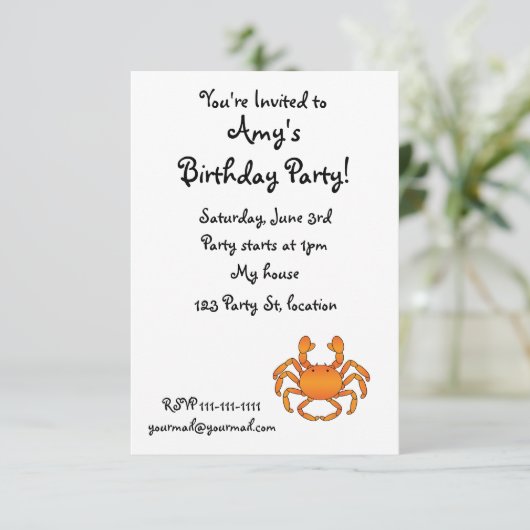 Oranje krab kaart (Staand voorkant)