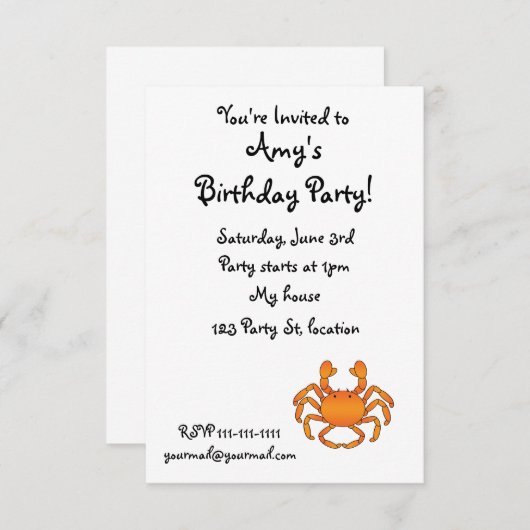 Oranje krab kaart (Voorkant / Achterkant)