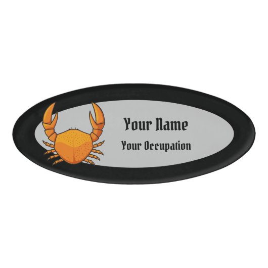 Oranje krab naambadge (Voorkant)