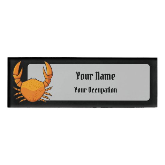 Oranje krab naambadge (Voorkant)