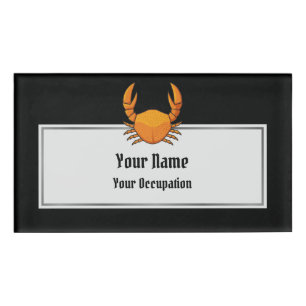 Oranje krab naambadge