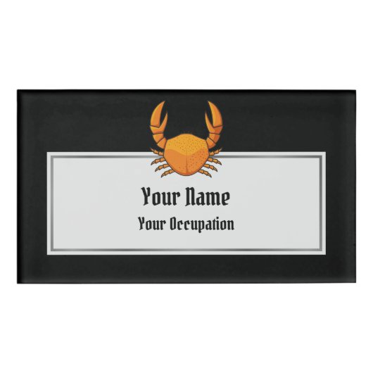 Oranje krab naambadge (Voorkant)