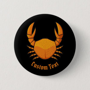 Oranje krab ronde button 5,7 cm