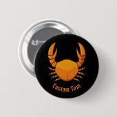 Oranje krab ronde button 5,7 cm (Voorkant /achterkant)