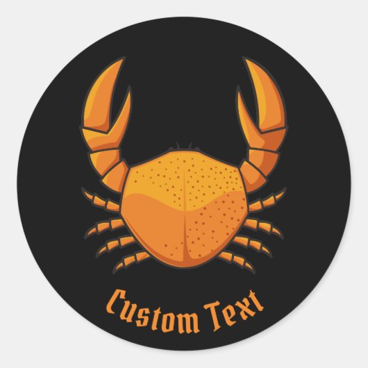 Oranje krab ronde sticker (Voorkant)