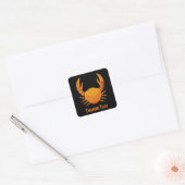 Oranje krab vierkante sticker (Envelop)