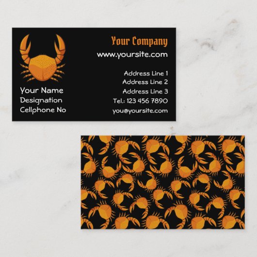 Oranje krab visitekaartje (Voorkant / Achterkant)