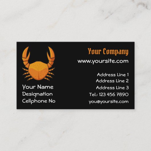 Oranje krab visitekaartje (Voorkant)