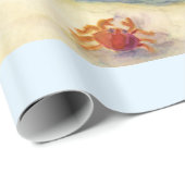 Oranje krab zeilboot costal scene palmboom cadeaupapier (Rol Hoek)