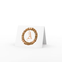 Oranje krans gemonogrammeerde notitiekaarten