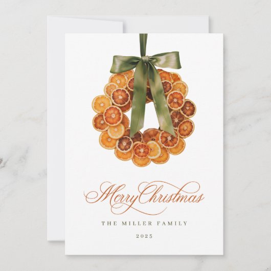 Oranje Krans Kerst Kaart (Voorkant)