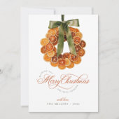 Oranje Krans Kerstfoto Vakantie Kaart (Voorkant)