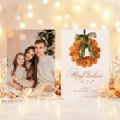 Oranje Krans Kerstfoto Vakantie Kaart