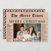 Oranje krant Merry Kerstmis Fun-fotokaart Kaart (Voorkant / Achterkant)
