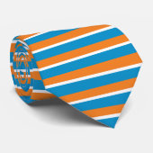 Oranje Krem en Powder Blue, horizontaal gestreept Stropdas (Opgerold)