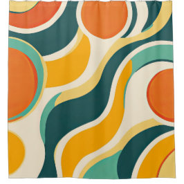 Oranje kringen en kleurstromen douchegordijn