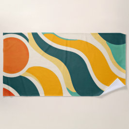 Oranje kringen en kleurstromen strandlaken