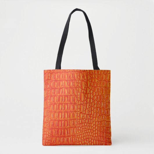 Oranje krokodillederafdruk tote bag (Voorkant)