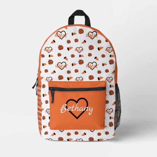 Oranje kronkelharten, pom Poms, Megafone Pattern Bedrukte Rugzak (Voorkant)