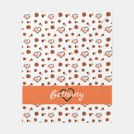 Oranje kronkelharten, pom Poms, Megafone Pattern Fleece Deken