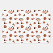 Oranje kronkelharten, pom Poms, Megafone Pattern Inpakpapier Vel (Voorkant 3)