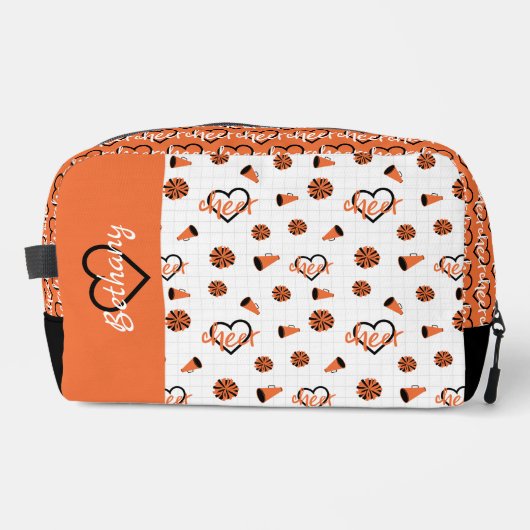 Oranje kronkelharten, pom Poms, Megafone Pattern Toilettasje (Voorkant)