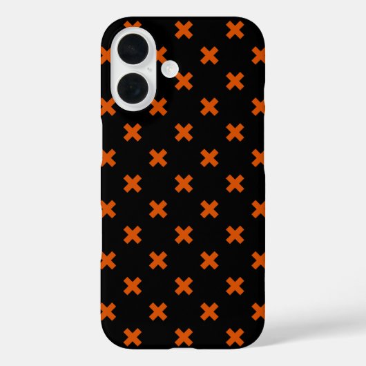 Oranje kruissteken op zwart Case-Mate iPhone case (Achterkant)