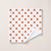 Oranje kruisstiften op wit bad handdoek (Wasdoekje)