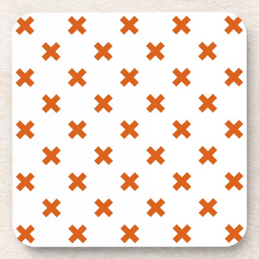 Oranje kruisstiften op wit bier onderzetter (Voorkant)
